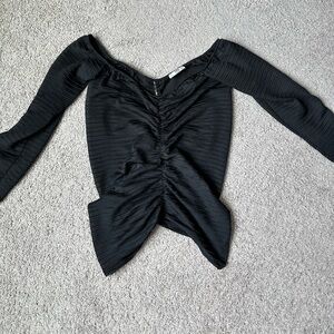 Zara Black Ruched Off-Shoulder Top
